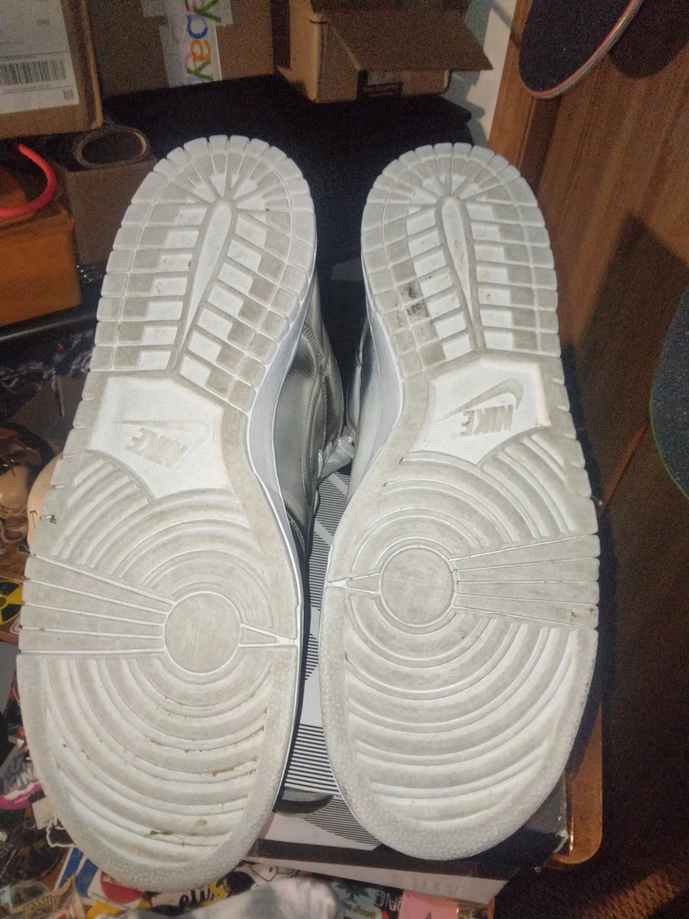 Nike Dunks Hi/C Black,Silver and White- 12